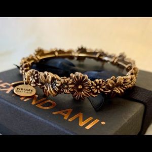 Alex And Ani Vintage Sixty-Six Metal Accents Floral Wrap in Rafaelian Gold.
